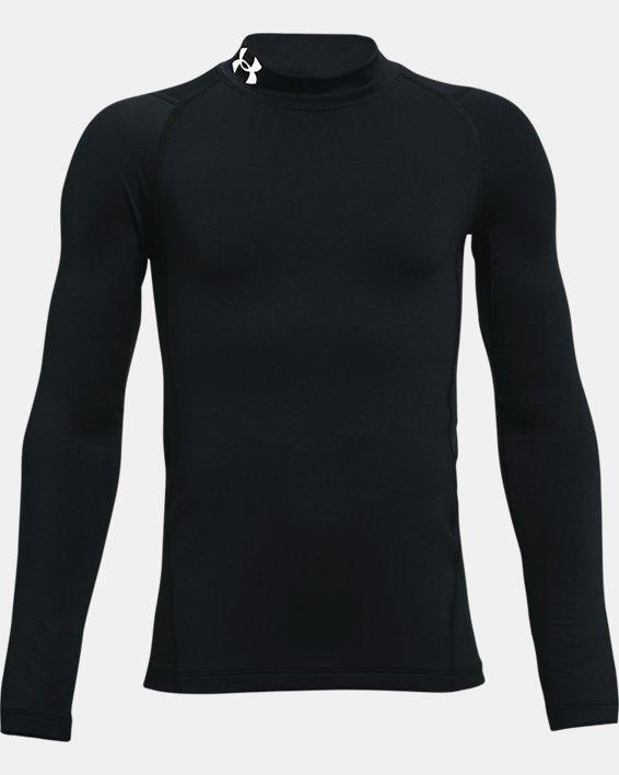 Boys' ColdGear® Mock Long Sleeve, Black, pdpMainDesktop image number 0